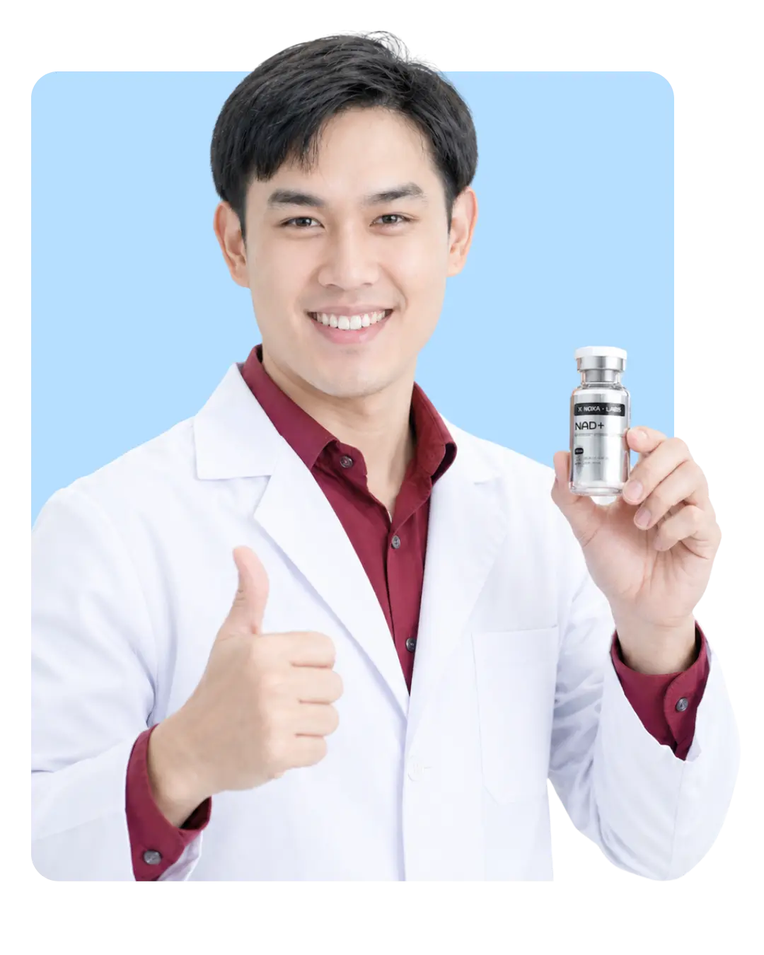 Noxa Labs researcher with vial